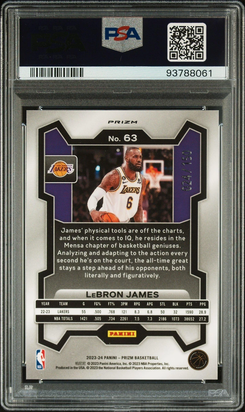 2023 Panini Prizm 63 Lebron James Premium Factory Set PSA 10