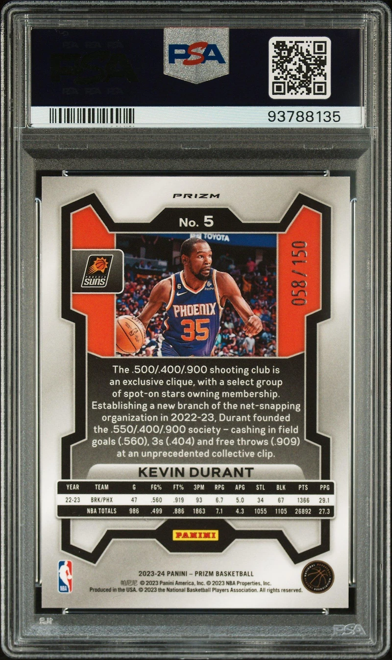 2023 Panini Prizm 5 Kevin Durant Premium Factory Set PSA 10