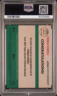 2023 Topps Chrome Platinum Anniversary Autographs Cc Corbin Carroll PSA 9