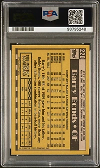 1990 Topps 220 Barry Bonds PSA 10