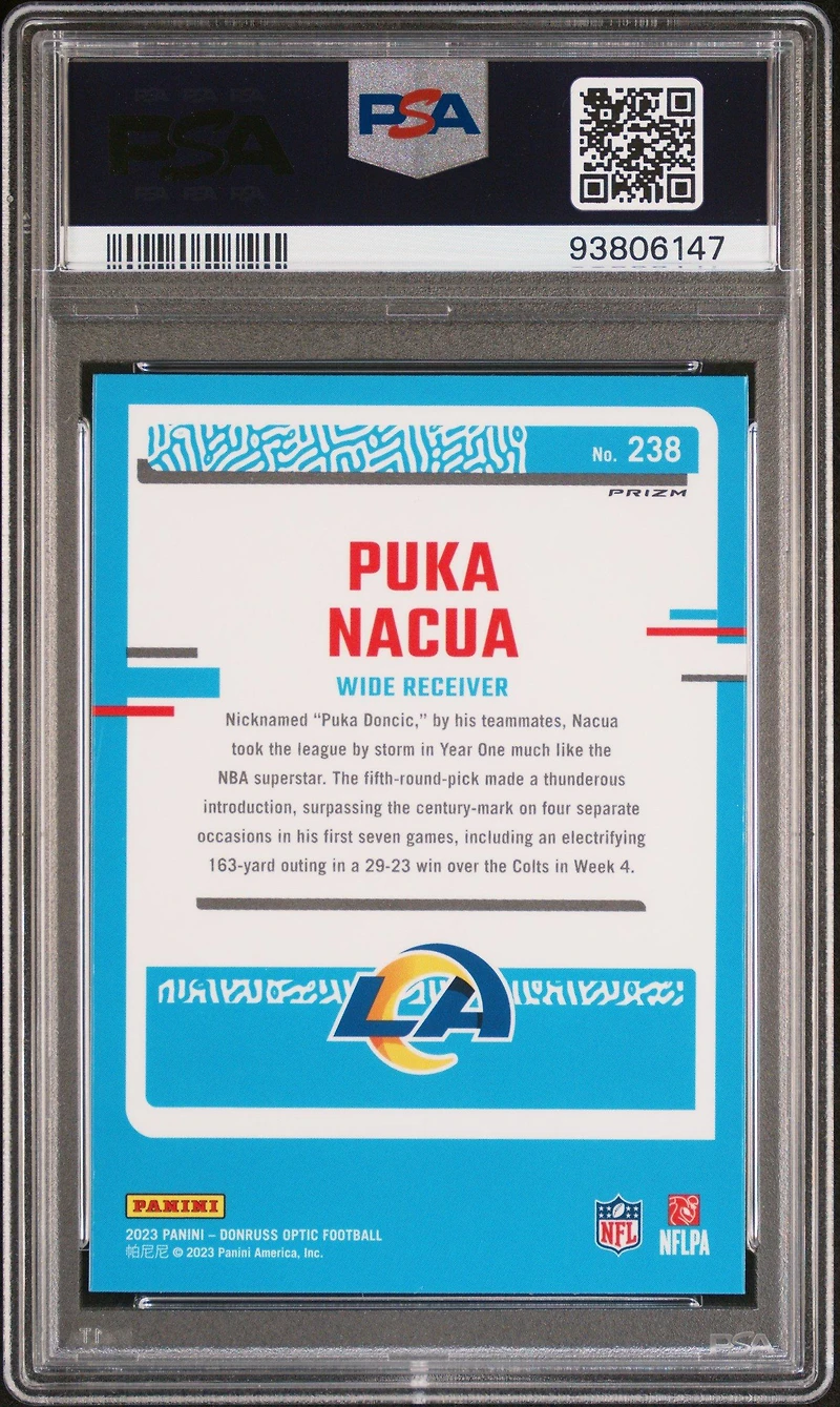 2023 Panini Donruss Optic 238 Puka Nacua Green Velocity PSA 10