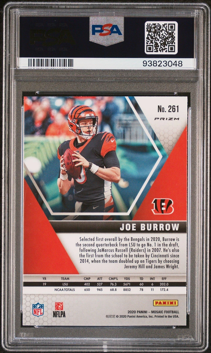 2020 Panini Mosaic 261 Joe Burrow Red Mosaic PSA 10