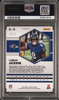 2021 Panini Mosaic 19 Lamar Jackson Gold Wave PSA 10