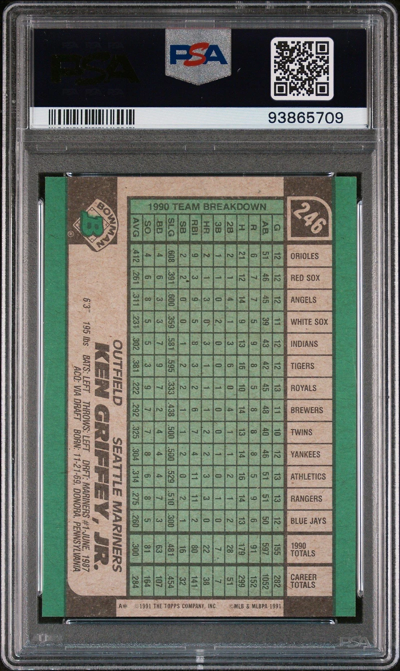 1991 Bowman 246 Ken Griffey Jr. PSA 10