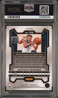 2023 Panini Prizm 108 Anthony Edwards Teal Ice PSA 9