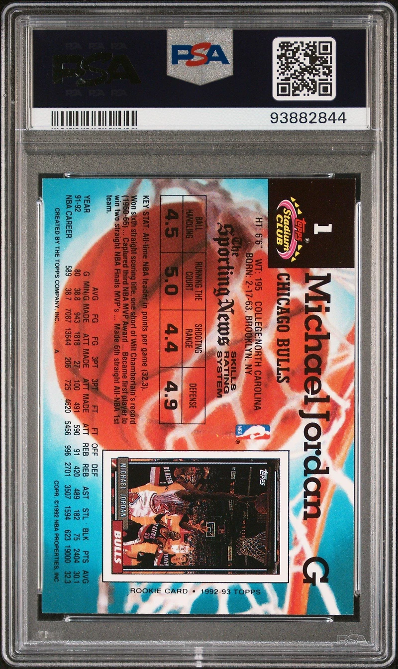 1992 Stadium Club 1 Michael Jordan Members Only PSA 10