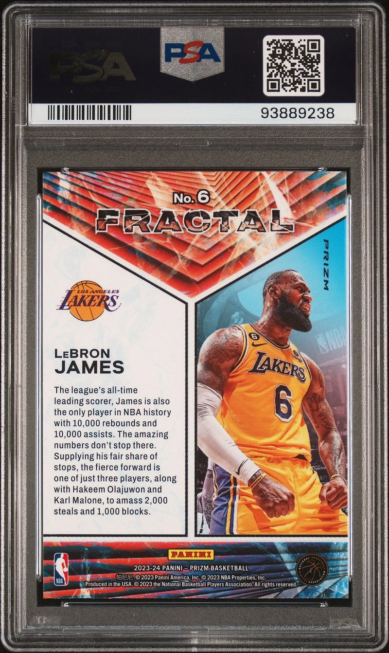 2023 Panini Prizm Fractal 6 Lebron James Silver Prizm PSA 10