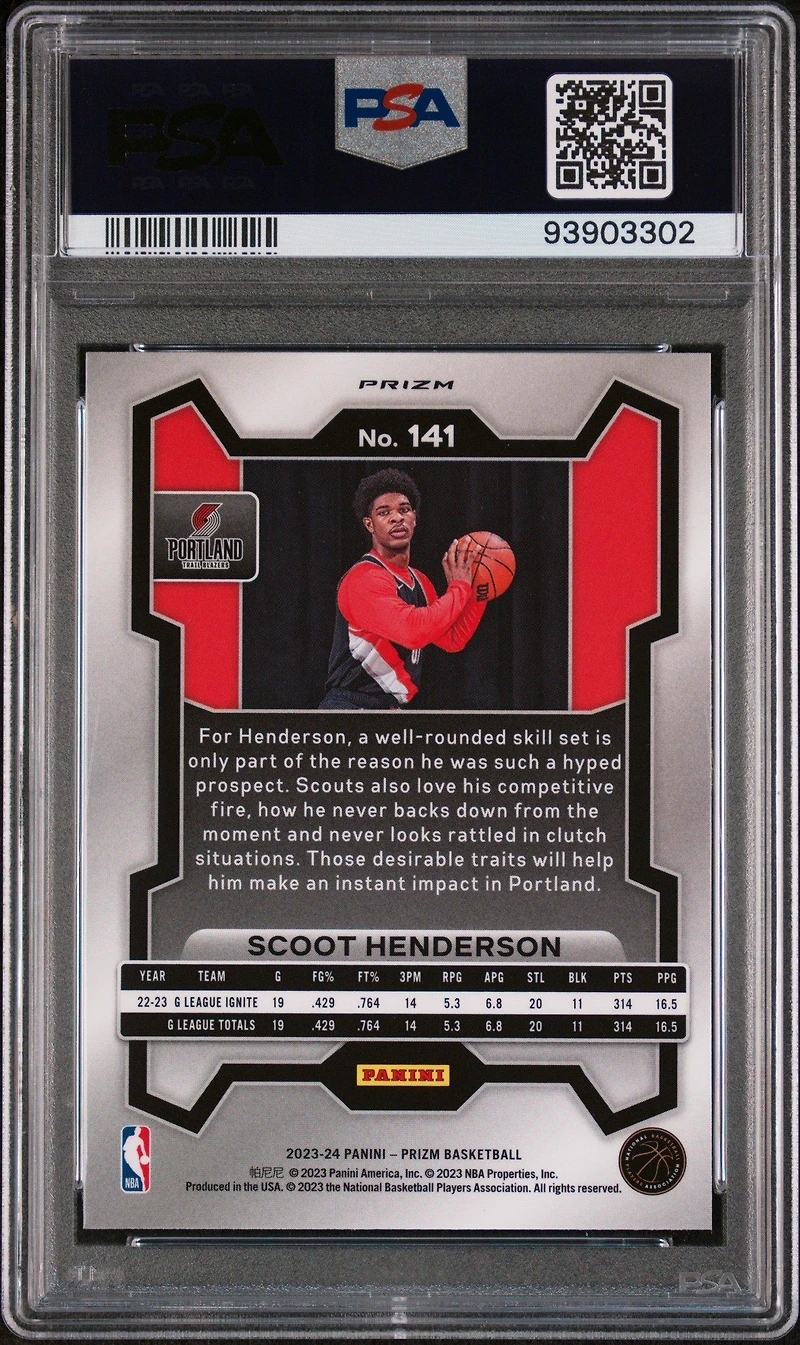 2023 Panini Prizm 141 Scoot Henderson Orange Ice PSA 9