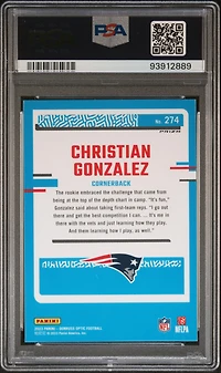 2023 Panini Donruss Optic 274 Christian Gonzalez Pink PSA 10