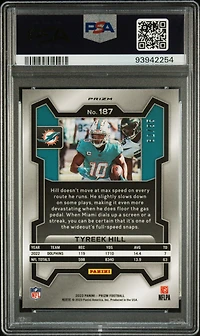 2023 Panini Prizm 187 Tyreek Hill No Huddle Blue PSA 10