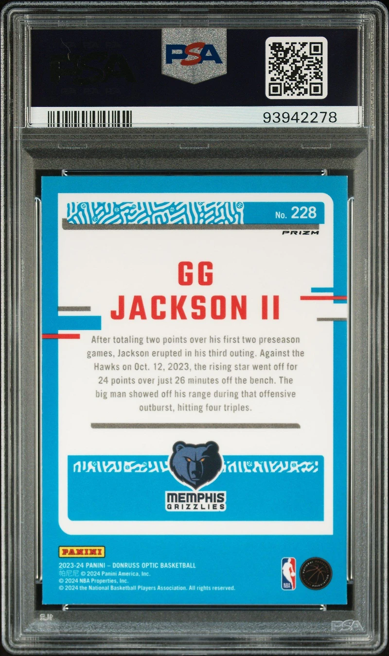 2023 Panini Donruss Optic 228 Gg Jackson Ii Purple PSA 10