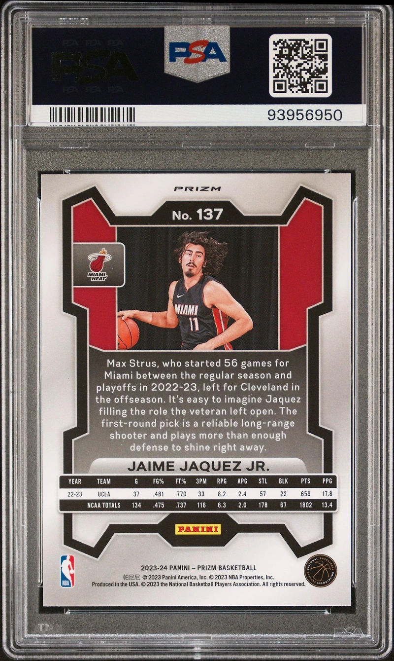 2023 Panini Prizm 137 Jaime Jaquez Jr. Green Ice PSA 10