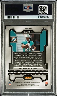 2023 Panini Prizm 365 De'von Achane Autograph PSA 10