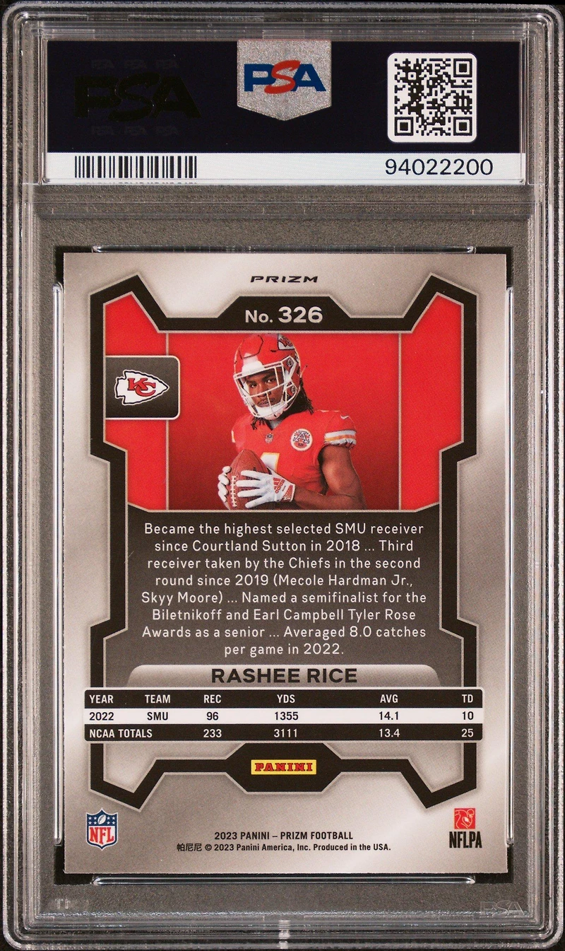 2023 Panini Prizm 326 Rashee Rice Variation-no Huddle PSA 10