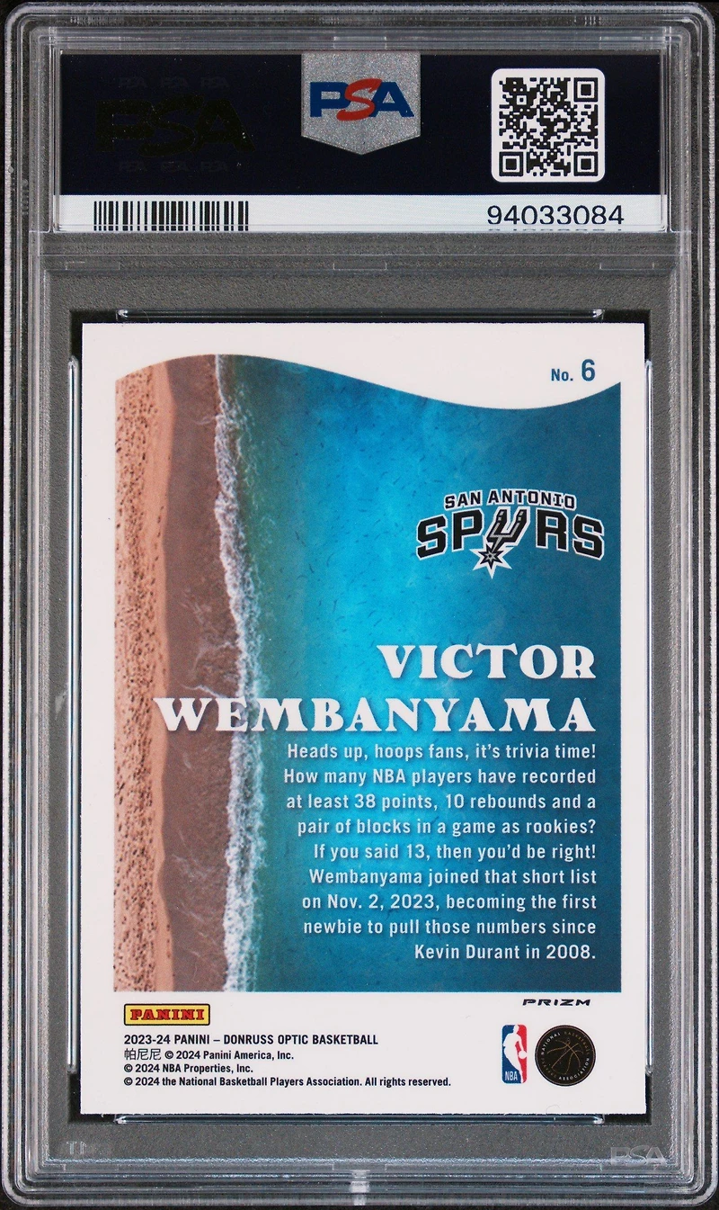 2023 Panini Donruss Optic Splash 6 Victor Wembanyama PSA
