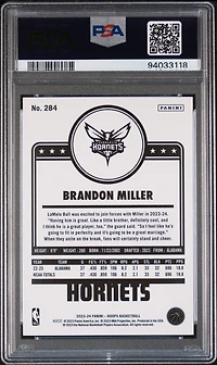 2023 Panini Nba Hoops 284 Brandon Miller Winter PSA 10
