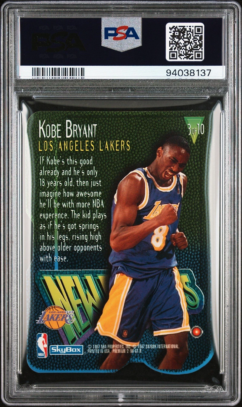 1996 Skybox Premium New Editions 3 Kobe Bryant PSA 8