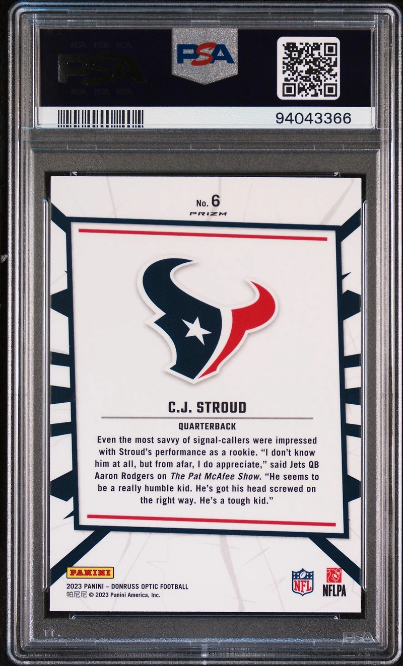 2023 Panini Donruss Optic My House! 6 Cj Stroud PSA 10