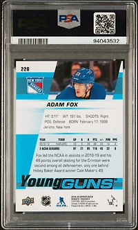 2019 Upper Deck 228 Adam Fox PSA