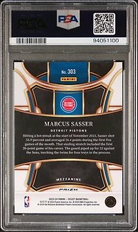 2023 Panini Select 303 Marcus Sasser Zebra Prizm PSA 10