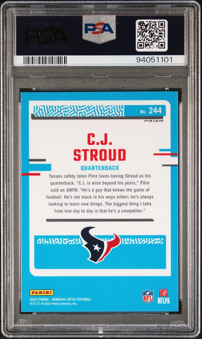 2023 Panini Donruss Optic 244 Cj Stroud Blue Hyper PSA