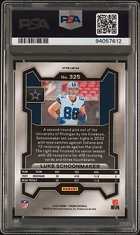 2023 Panini Prizm 325 Luke Schoonmaker Silver Prizm PSA 9