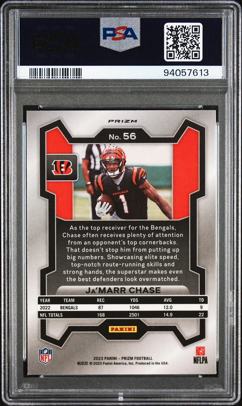 2023 Panini Prizm 56 Ja'marr Chase Silver Prizm PSA 10