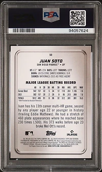 2022 Bowman Platinum 60 Juan Soto Emerald Ice Foilboard PSA 8