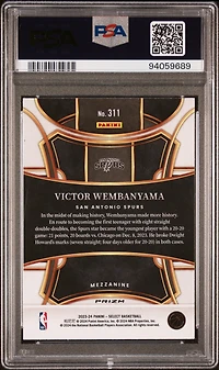 2023 Panini Select 311 Victor Wembanyama Tectonic PSA 10