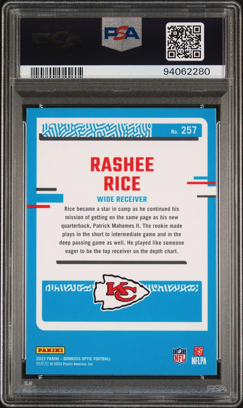 2023 Panini Donruss Optic 257 Rashee Rice PSA 10