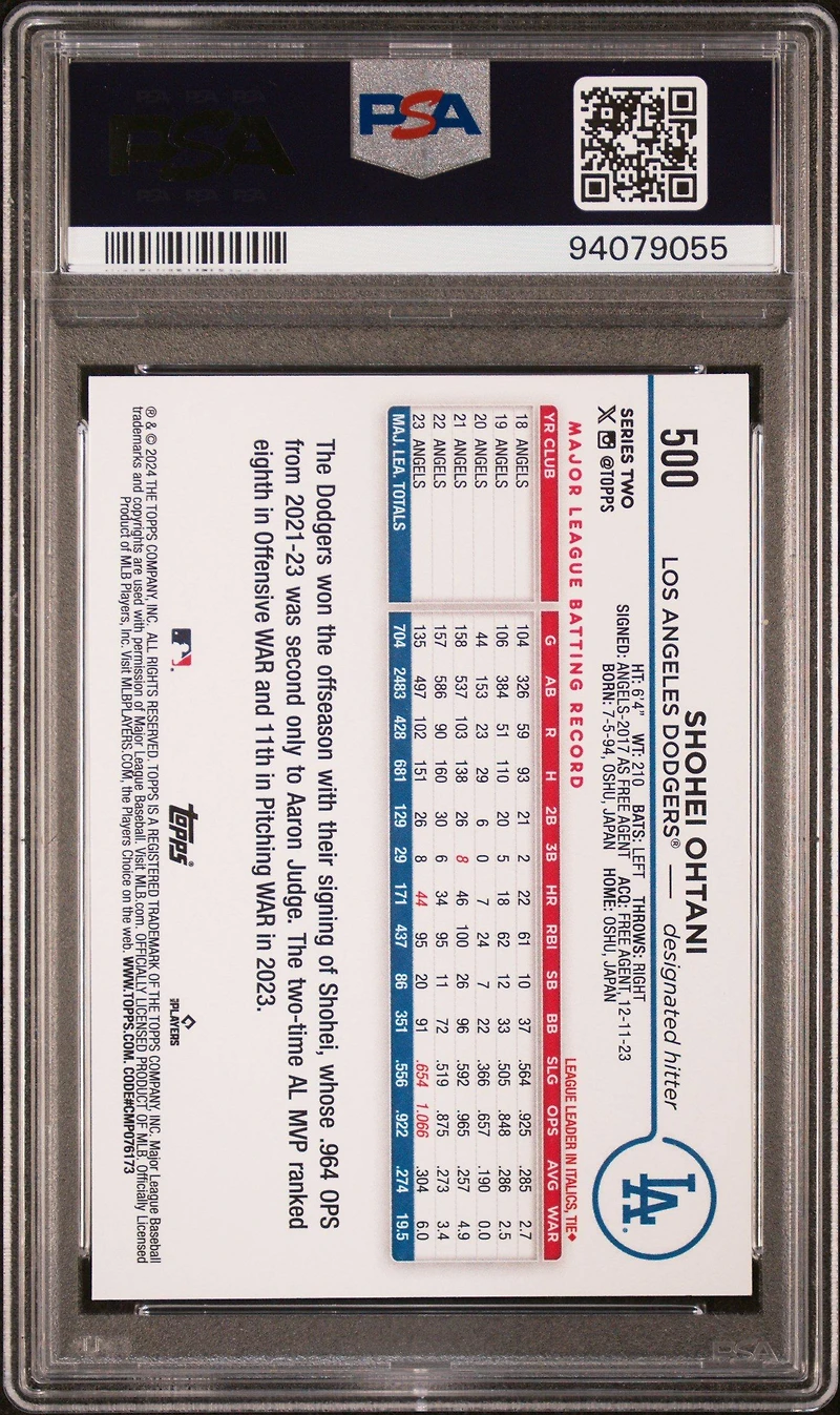 2024 Topps 500 Shohei Ohtani PSA 10