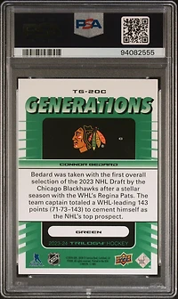 2023 Upper Deck Trilogy Generations Tg20c Connor Bedard Green PSA 9