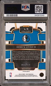 2023 Panini Select 76 Dereck Lively Ii White Prizm PSA 10
