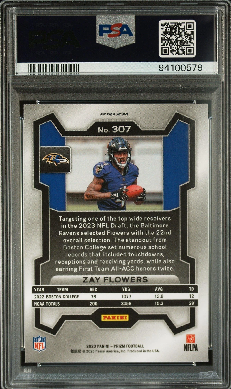 2023 Panini Prizm 307 Zay Flowers Green Ice PSA 10