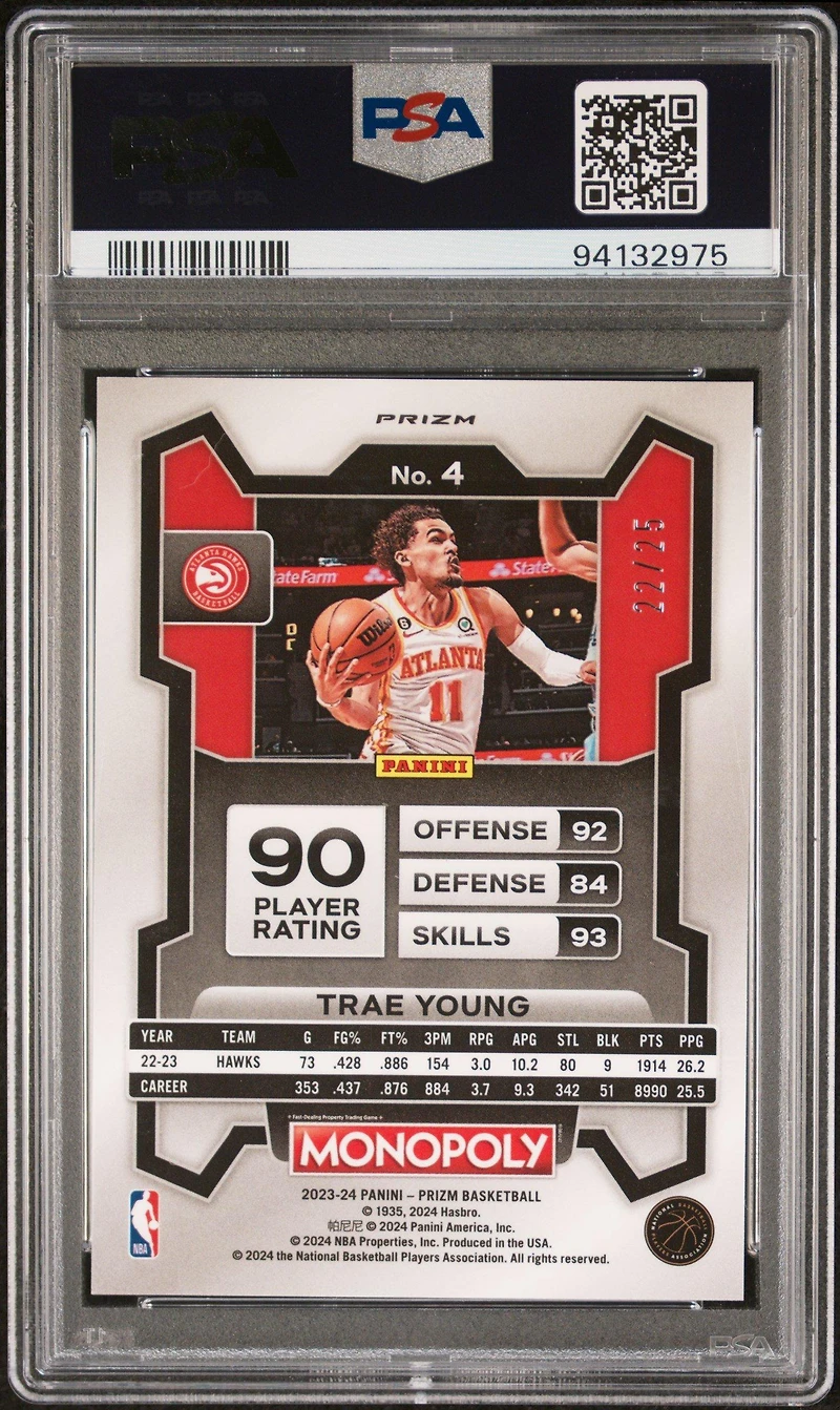 2023 Panini Prizm Monopoly 4 Trae Young Question Mark PSA 10