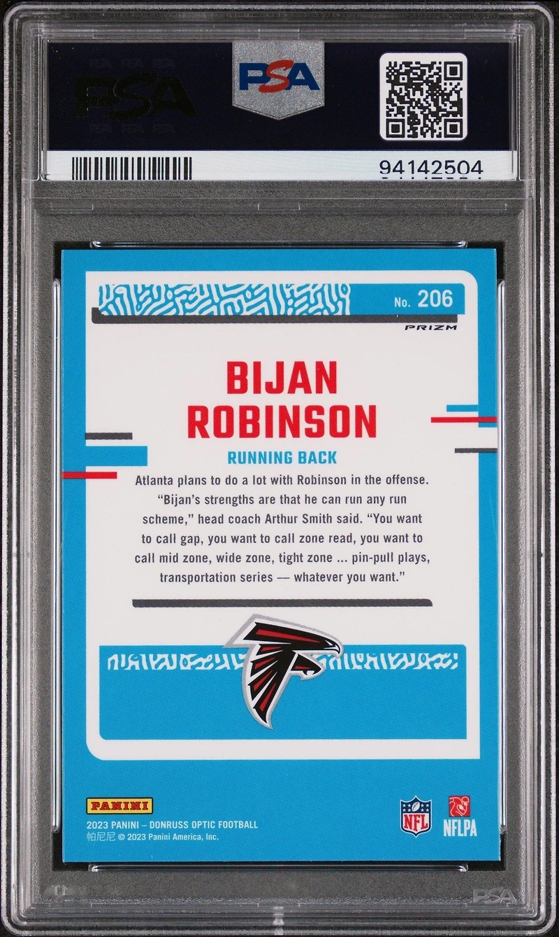 2023 Panini Donruss Optic 206 Bijan Robinson Holo PSA 10