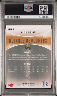 2007 Fleer Hot Prospects Notable Newcomers Nn-1 Kevin Durant PSA 10