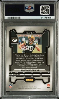2023 Panini Prizm 337 Luke Musgrave Neon Green Pulsar PSA 10