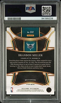 2023 Panini Select 332 Brandon Miller Silver Prizm PSA 10
