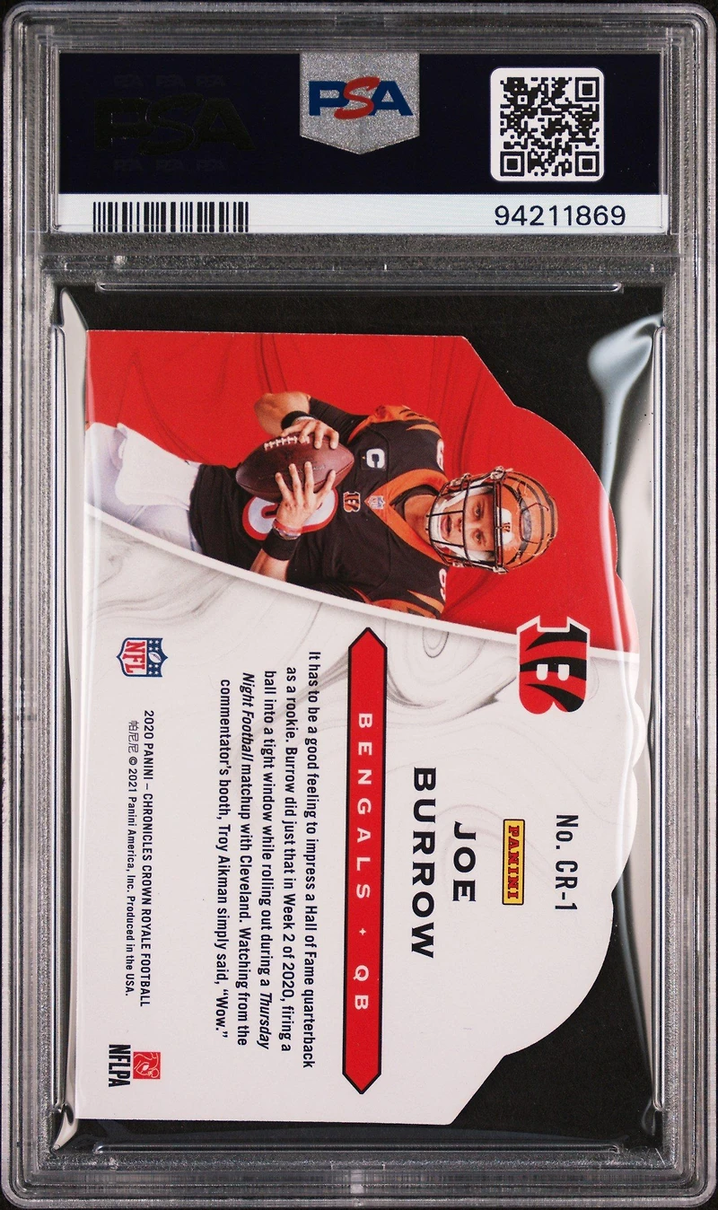 2020 Panini Chronicles Crown Royale Cr1 Joe Burrow PSA 9