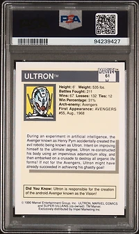 1990 Marvel Universe 61 Ultron PSA 10