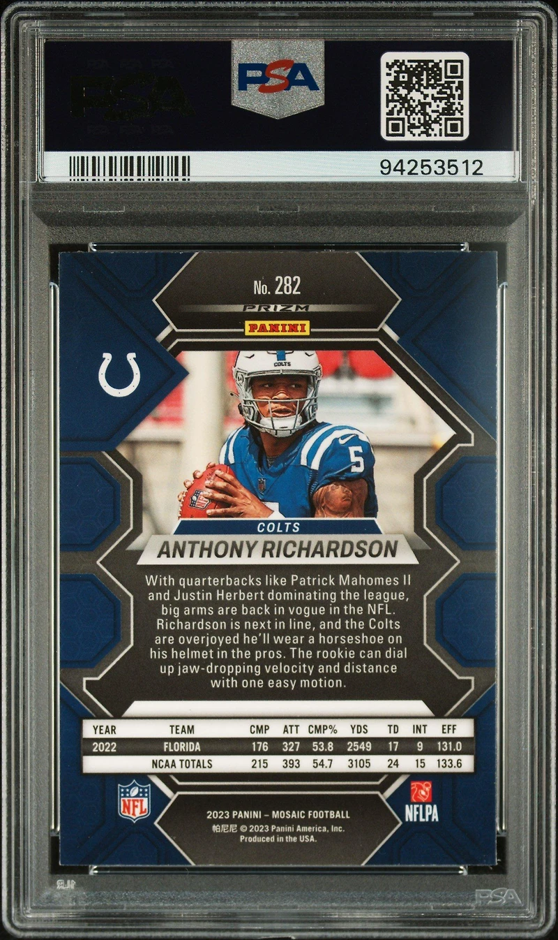2023 Panini Mosaic 282 Anthony Richardson Green PSA 10