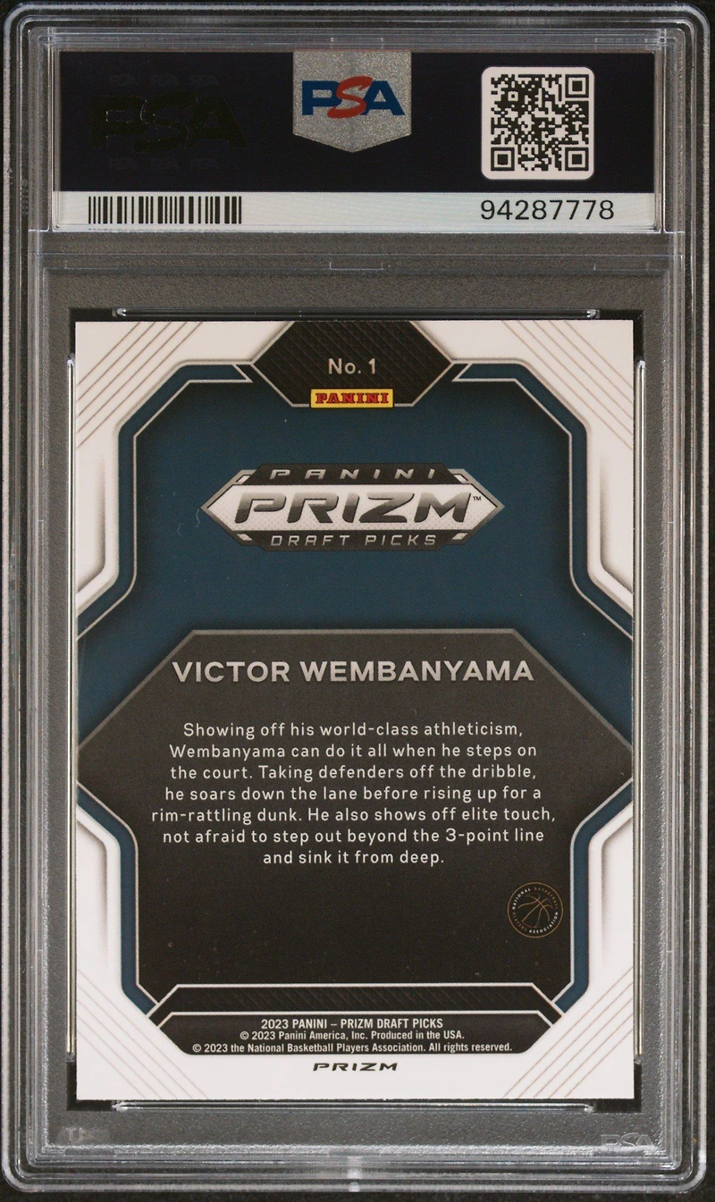 2023 Panini Prizm Draft Picks Fireworks 1 Victor Wembanyama Red Ice PSA 8