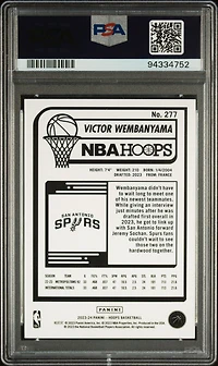 2023 Panini Nba Hoops Victor Wembanyama Hyper Blue PSA 10