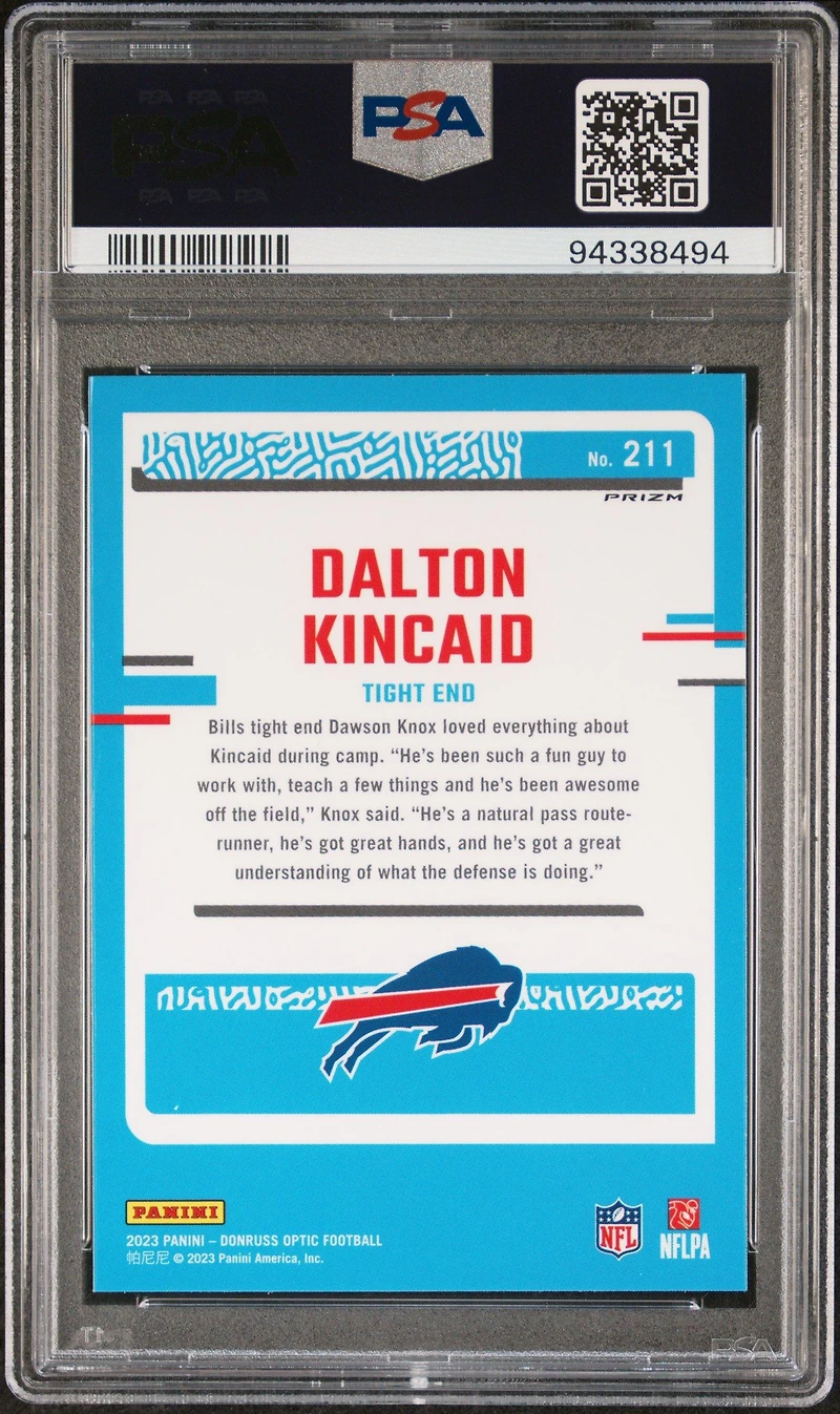 2023 Panini Donruss Optic 211 Dalton Kincaid Green Hyper PSA 9