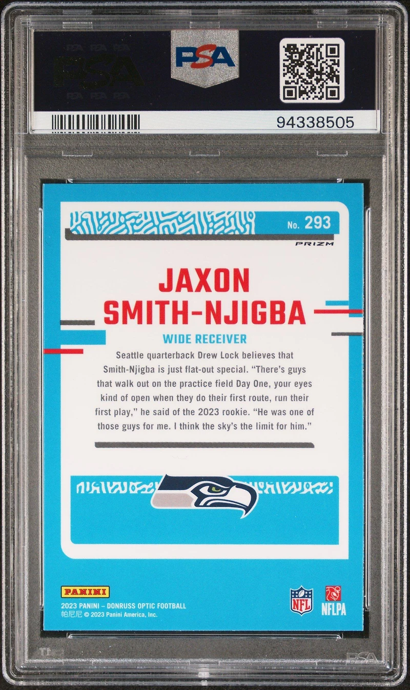 2023 Panini Donruss Optic 293 Jaxon Smith-njigba Green Hyper PSA 9