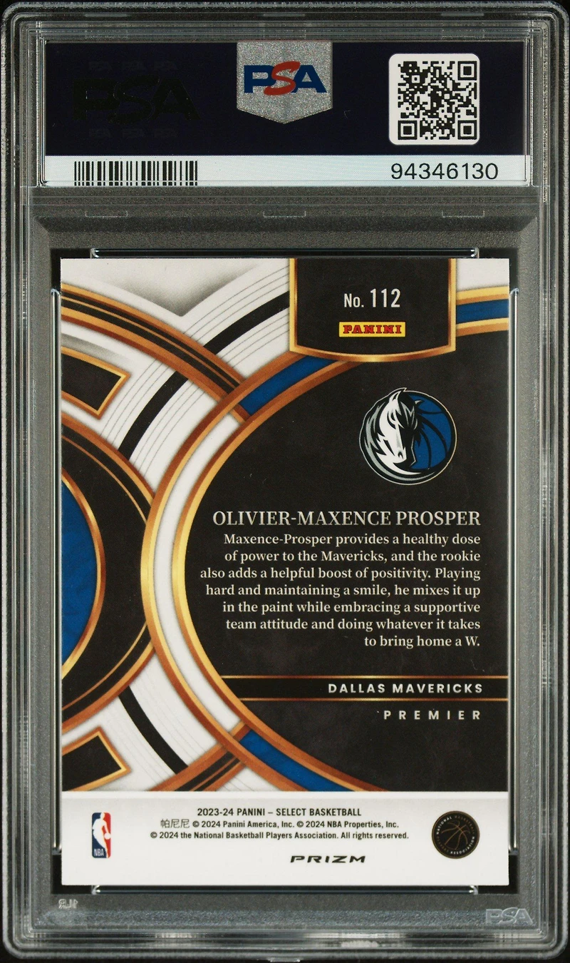 2023 Panini Select 112 Olivier-maxence Prosper Zebra Prizm PSA 10