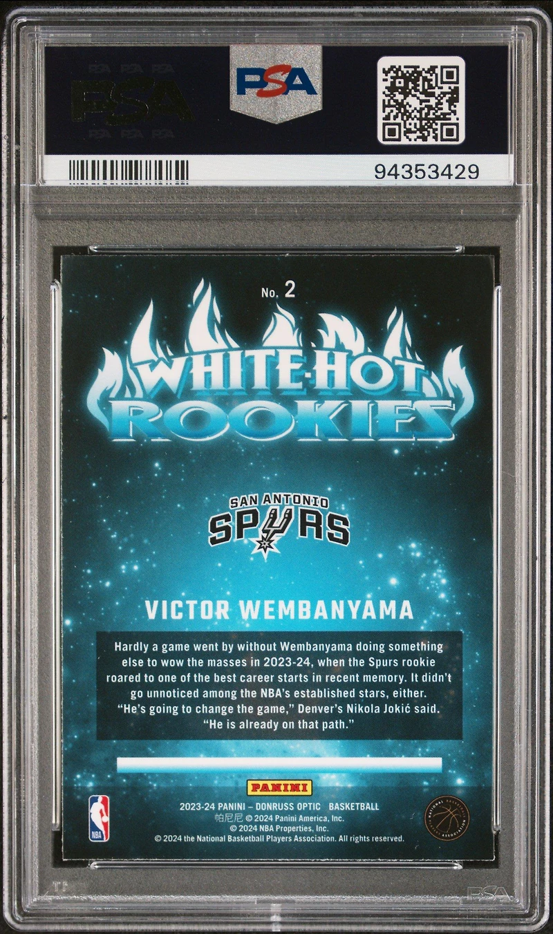 2023 Panini Donruss Optic Hot Rookies 2 Victor Wembanyama PSA