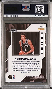 2023 Panini Contenders Rookie Of The Year Contenders 3 Victor Wembanyama PSA 10