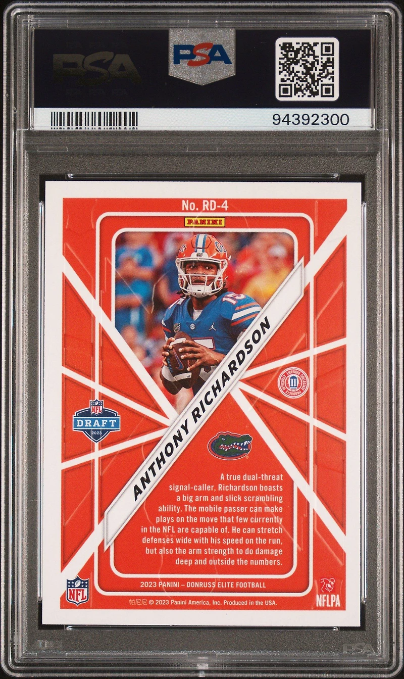 2023 Panini Donruss Elite Rookie On Deck 4 Anthony Richardson PSA 10